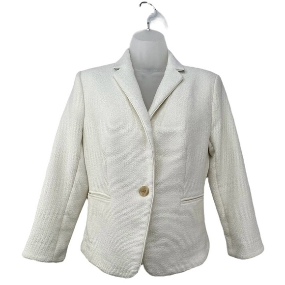 Ann Taylor Jackets & Blazers - Ann Taylor The Newbury Blazer Jacket Women Sz 8 Petite Cream Neutral Classy NWOT